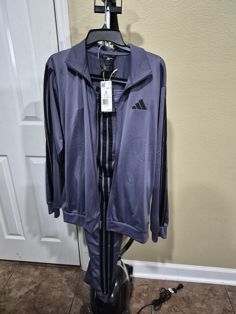 Adidas Men’s Purple/Black Track Suit - Lightweight Full-Zip Size L